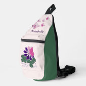 Niedliche Blume Schmetterlinge Doodle Name Crossbody Bag (Rechte Ecke)