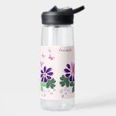 Niedliche Blume Schmetterlinge Doodle Name Trinkflasche (Links)