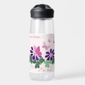 Niedliche Blume Schmetterlinge Doodle Name Trinkflasche (Vorne)