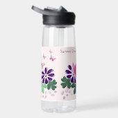 Niedliche Blume Schmetterlinge Doodle Name Trinkflasche (Rechts)