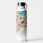 Niedliche Blume Schmetterlinge, Individuelle Name Trinkflasche (Rückseite)