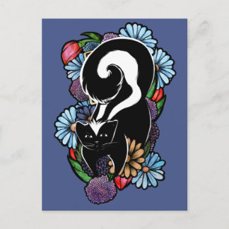 Niedliche Blume Skunk Postkarte