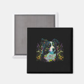 Niedliche Blume Sommerbrasse Collie Magnet (Vorderseite/Rückseite)
