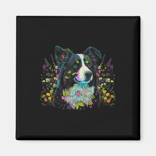 Niedliche Blume Sommerbrasse Collie Magnet (Vorne)