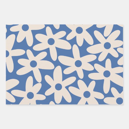 Niedliche Blume & Streifen Einfache moderne Muster Geschenkpapier Set (Vorderseite 3)