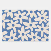 Niedliche Blume & Streifen Einfache moderne Muster Geschenkpapier Set (Vorderseite)