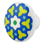 Niedliche Blume über blaue und grüne geometrische  Keramikknauf (Rechts)