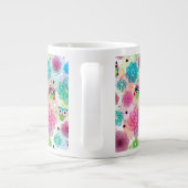 Niedliche Blume-Uhu-Hintergrundmuster Jumbo-Tasse (Rückseite)