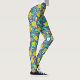 Niedliche Blume und Blätter Spaß beim farbenfrohen Leggings