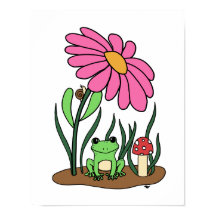 Niedliche Blume und Frosch-Poster