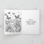 Niedliche Blume und Party von und nach Ostern Karte (Innenseite)