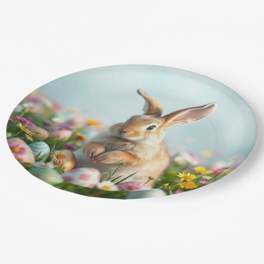 Niedliche Blume und Party zu Ostern Pappteller (Schrägansicht)