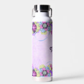 Niedliche Blume und Schmetterlinge auf lila Trinkflasche (Vorne)