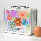 Niedliche Blume und Schmetterlinge Metall Brotdose (Beispiel)