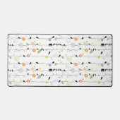 Niedliche Blume und Vögel auf der Leitung Schreibtischunterlage (Vorderseite)