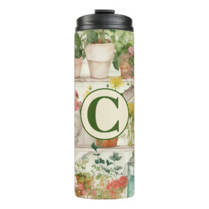 Niedliche Blume Vase Garden Pflanze Aquarellfarben Thermosbecher