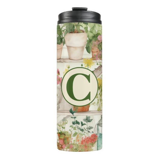 Niedliche Blume Vase Garden Pflanze Aquarellfarben Thermosbecher (Vorderseite)