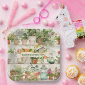 Niedliche Blume Vase Garden Pflanze Watercolor Par Pappteller (Party)