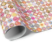 niedliche Blume, Vögel, Herzmuster Geschenkpapier (Rolleneckpunkt)