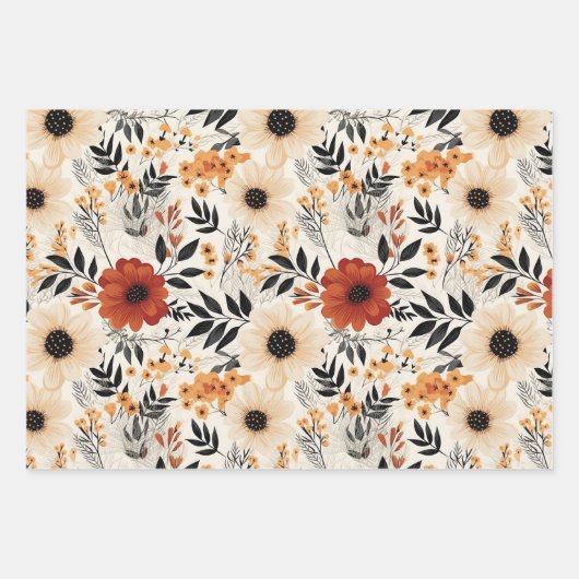 Niedliche Blume von Boho Fall Geschenkpapier Set (Vorderseite 3)