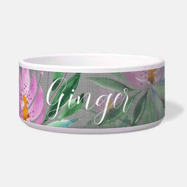 Niedliche Blume Wasserfarbe Mit Monogramm blühen Napf (Vorderseite)