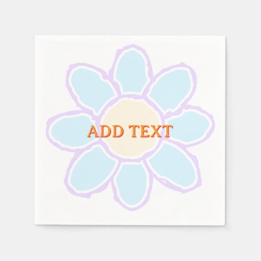 Niedliche Blume Zeichnend benutzerdefinierter Text Serviette (Vorderseite)