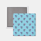 Niedliche Blume zum blauen Hintergrund Magnet (Vorderseite/Rückseite)