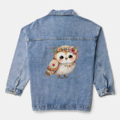 Niedliche Blumen-Eule mit Schleife Jeansjacke (Rückseite)