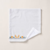 Niedliche Blumen in Orange und Streifen Trendy Badhandtuch Set (Waschlappen)