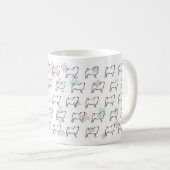 Niedliche Blumen-Mops-Hundemuster-Tasse Kaffeetasse (VorderseiteRechts)