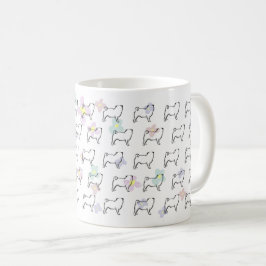 Niedliche Blumen-Mops-Hundemuster-Tasse Kaffeetasse