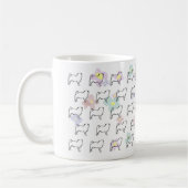 Niedliche Blumen-Mops-Hundemuster-Tasse Kaffeetasse (Links)