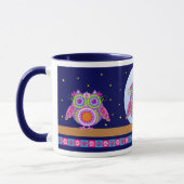 Niedliche Blumen-Power Eulen und Starry NachtTasse Tasse (Links)