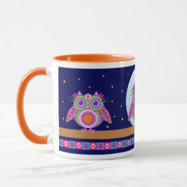 Niedliche Blumen-Power Eulen und Starry NachtTasse Tasse