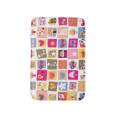 niedliche Blumen, Vögel, Herzen quadriert Muster Badematte (Vorderseite Vertikal)