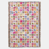 niedliche Blumen, Vögel, Herzen quadriert Muster Decke (Vorderseite Vertikal)