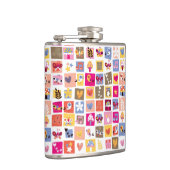 niedliche Blumen, Vögel, Herzen quadriert Muster Flachmann (Rechts)