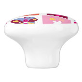 niedliche Blumen, Vögel, Herzen quadriert Muster Keramikknauf (Seitenansicht)