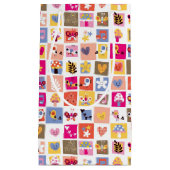 niedliche Blumen, Vögel, Herzen quadriert Muster Kleine Geschenktüte (Vorderseite)