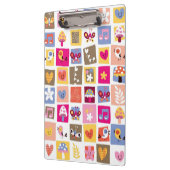 niedliche Blumen, Vögel, Herzen quadriert Muster Klemmbrett (Links)