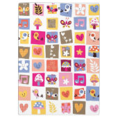 niedliche Blumen, Vögel, Herzen quadriert Muster Klemmbrett (Rückseite)