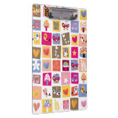 niedliche Blumen, Vögel, Herzen quadriert Muster Klemmbrett (Rechts)