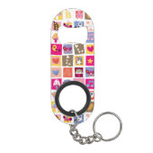 niedliche Blumen, Vögel, Herzen quadriert Muster Schlüsselanhängerflaschenöffner (Rückseite)