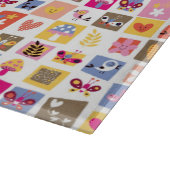 niedliche Blumen, Vögel, Herzen quadriert Muster Schneidebrett (Ecke)