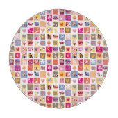 niedliche Blumen, Vögel, Herzen quadriert Muster Schneidebrett (Vorderseite)