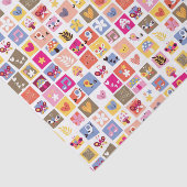 niedliche Blumen, Vögel, Herzen quadriert Muster Seidenpapier (Ausschnitt)
