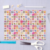 niedliche Blumen, Vögel, Herzen quadriert Muster Seidenpapier (Handwerk)