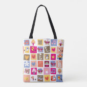 niedliche Blumen, Vögel, Herzen quadriert Muster Tasche (Rückseite)