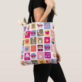 niedliche Blumen, Vögel, Herzen quadriert Muster Tasche (Von Nahem)