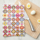 niedliche Blumen, Vögel, Herzmuster Geschirrtuch (Viertel Falte)